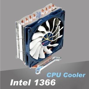 Intel LGA 1366 CPU-koeler - Aluminium koelvinnen en een koperen basis optimaliseren de warmteafvoer voor efficiënte koelprestaties.